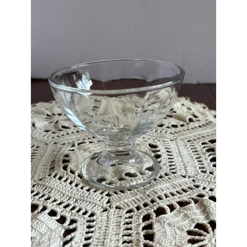 Borgonovo Italy Glass Dessert Bowls Set of 2 Footed Ice Cream Coupe Clear 4 inch